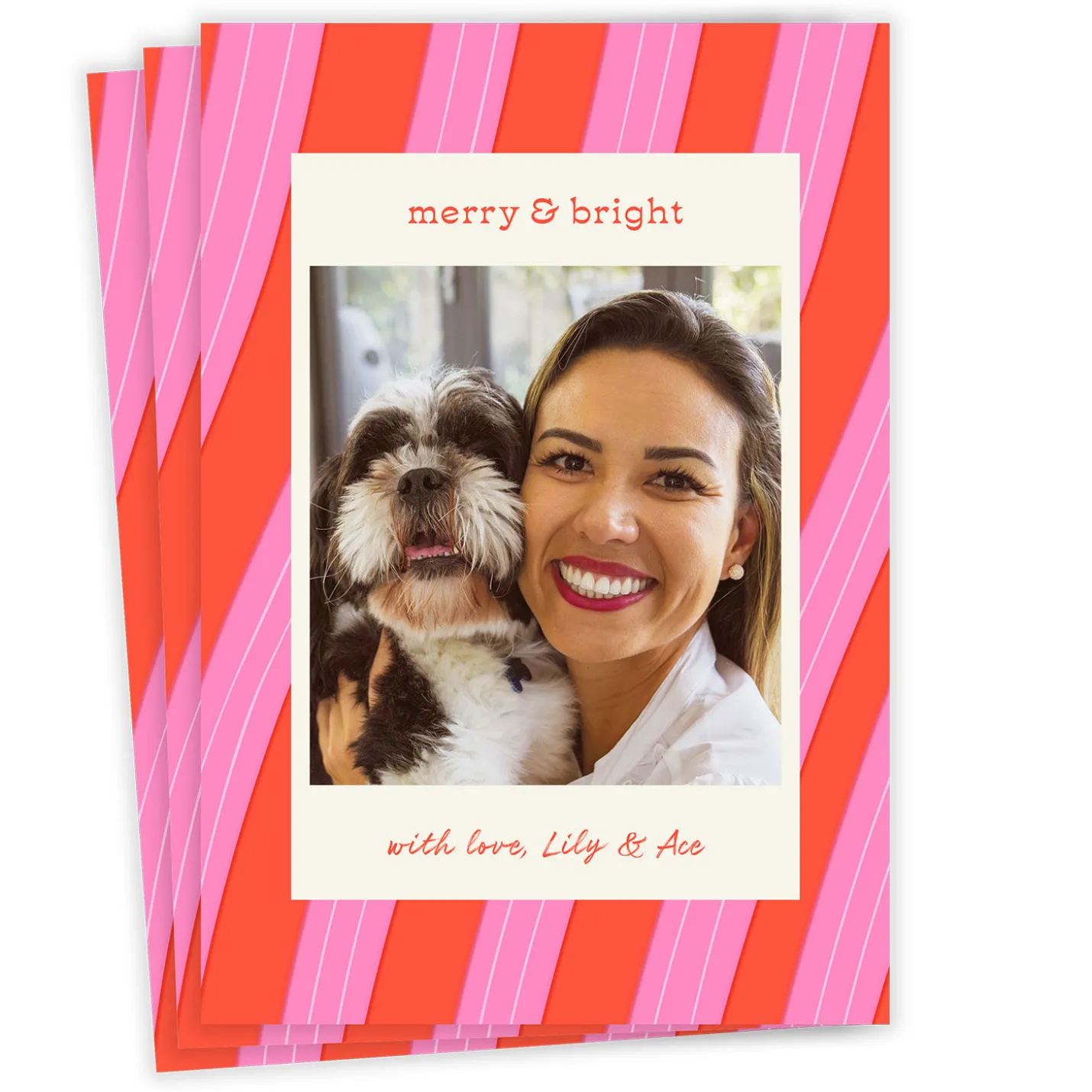Merry and Bright Peppermint Flat Christmas Photo Card
