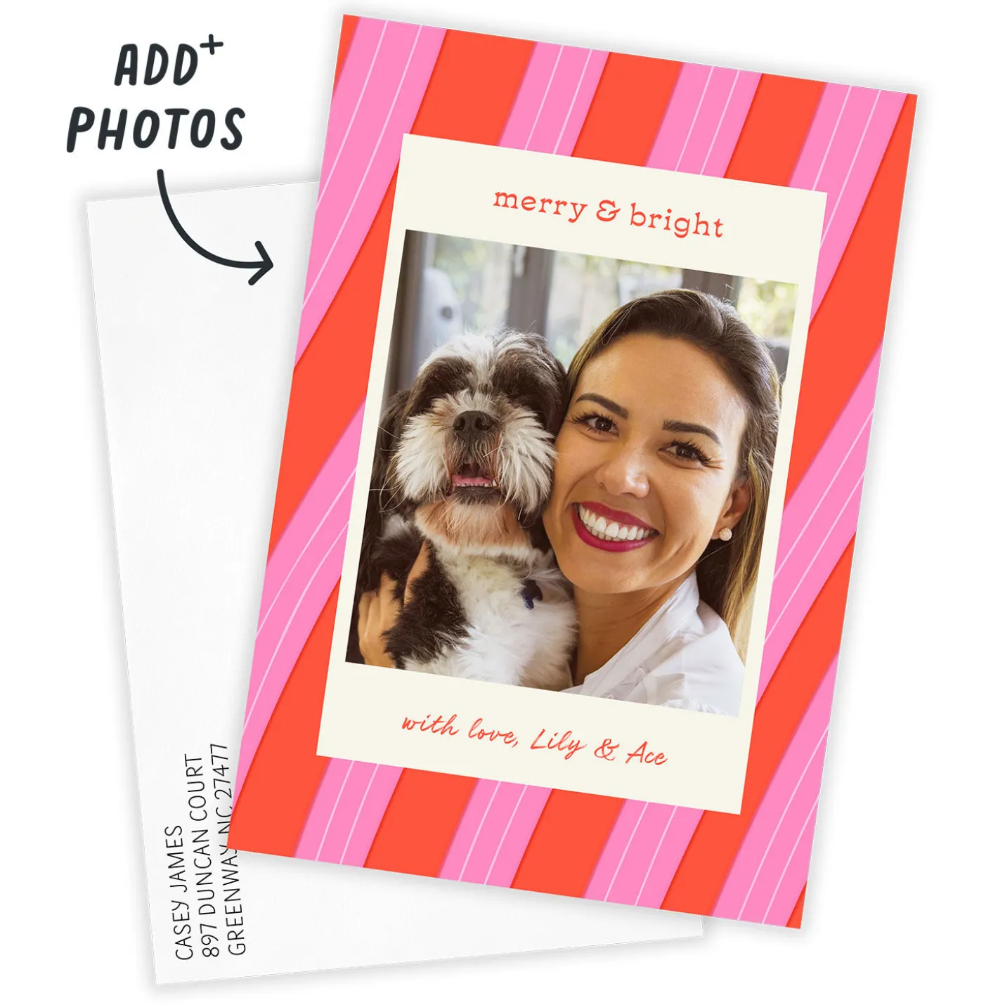 Merry and Bright Peppermint Flat Christmas Photo Card