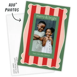 Merry and Bright Vertical Flat Christmas Photo Card