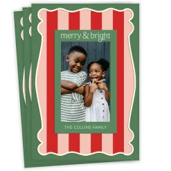 Merry and Bright Vertical Flat Christmas Photo Card