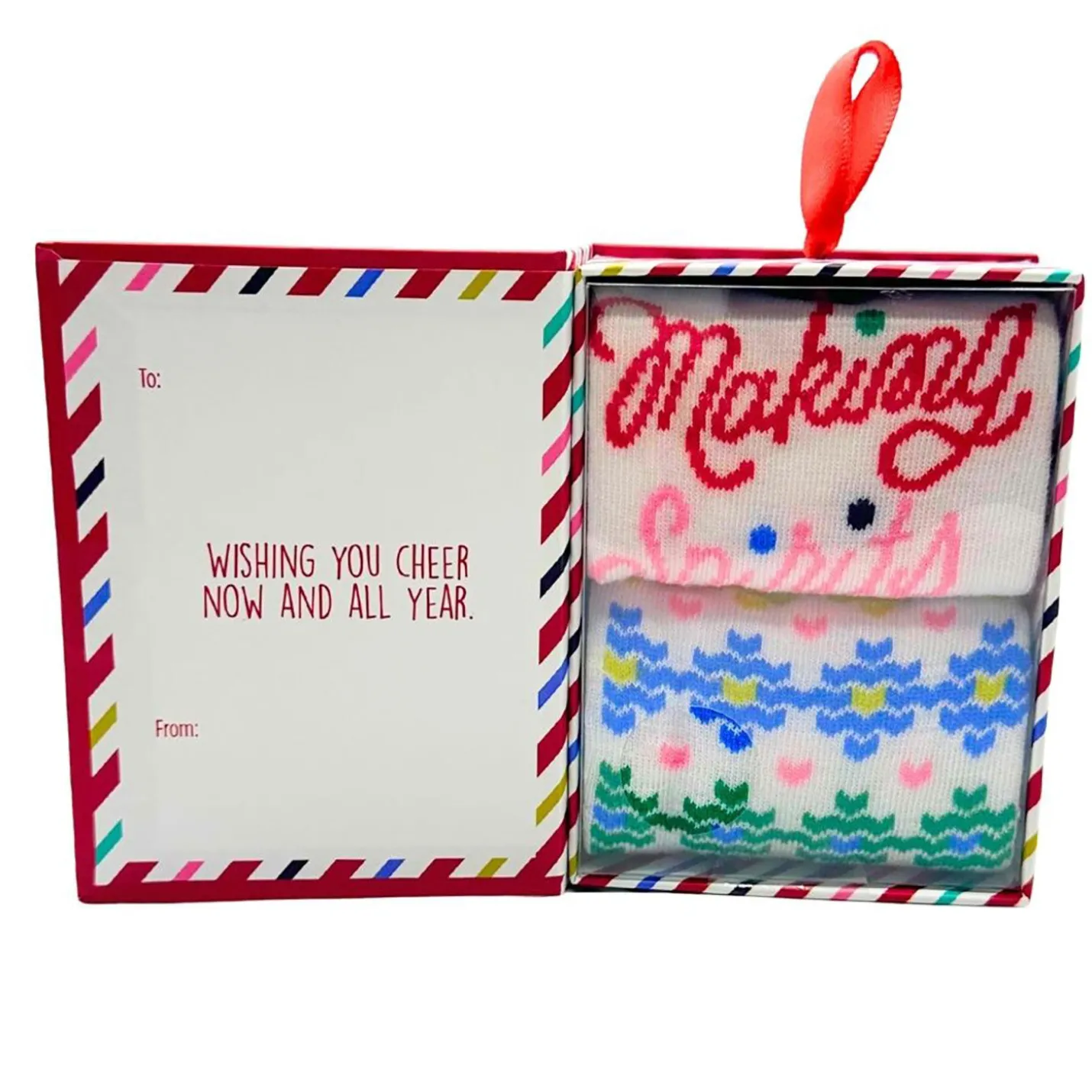 Merry Everything Christmas Crew Socks Gift Set in Greeting Card Box, 2 pair