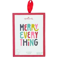 Merry Everything Christmas Crew Socks Gift Set in Greeting Card Box, 2 pair