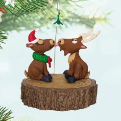 Merry Kiss-Moose Musical Ornament With Motion