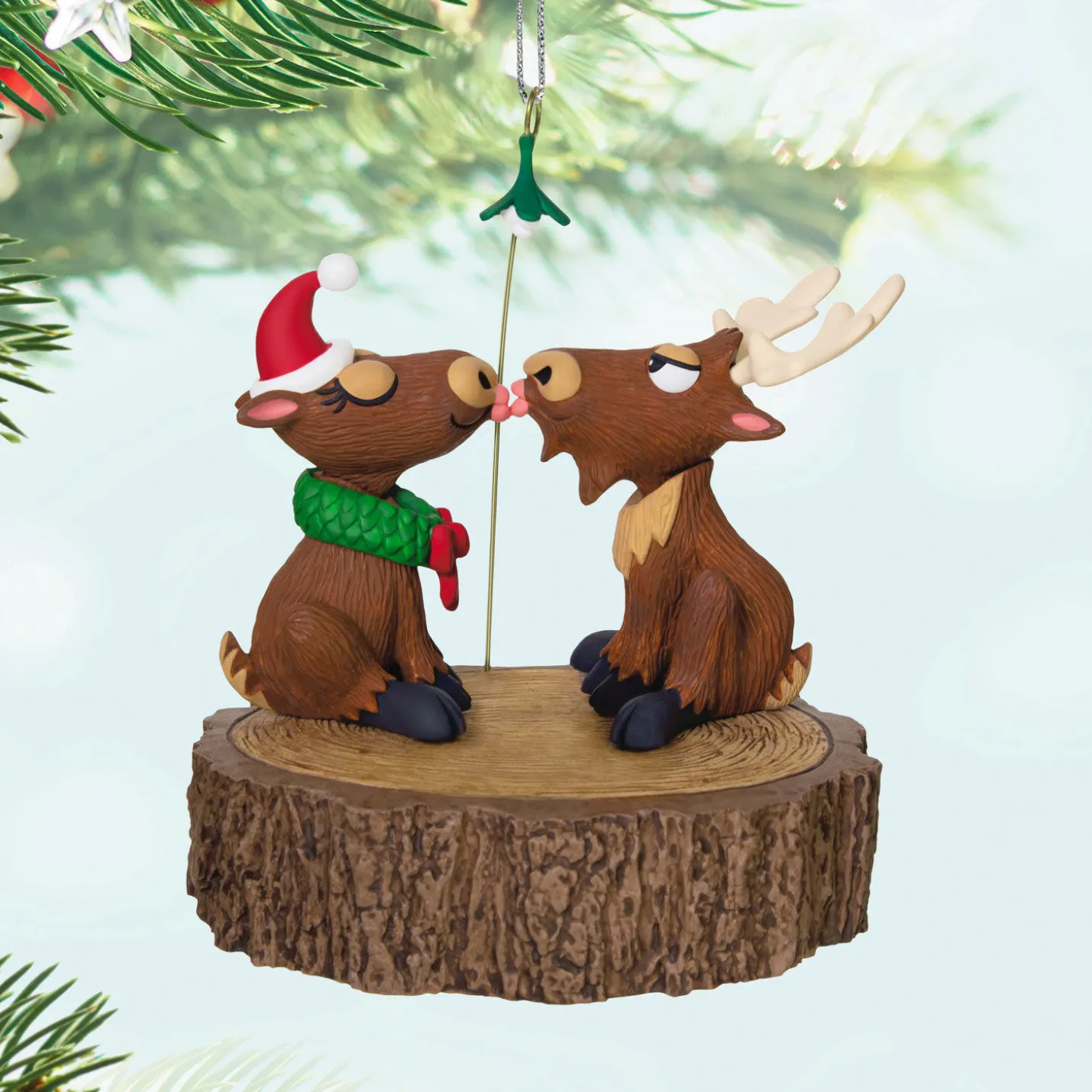 Merry Kiss-Moose Musical Ornament With Motion