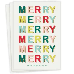 Merry Merry Merry Flat Christmas Photo Card
