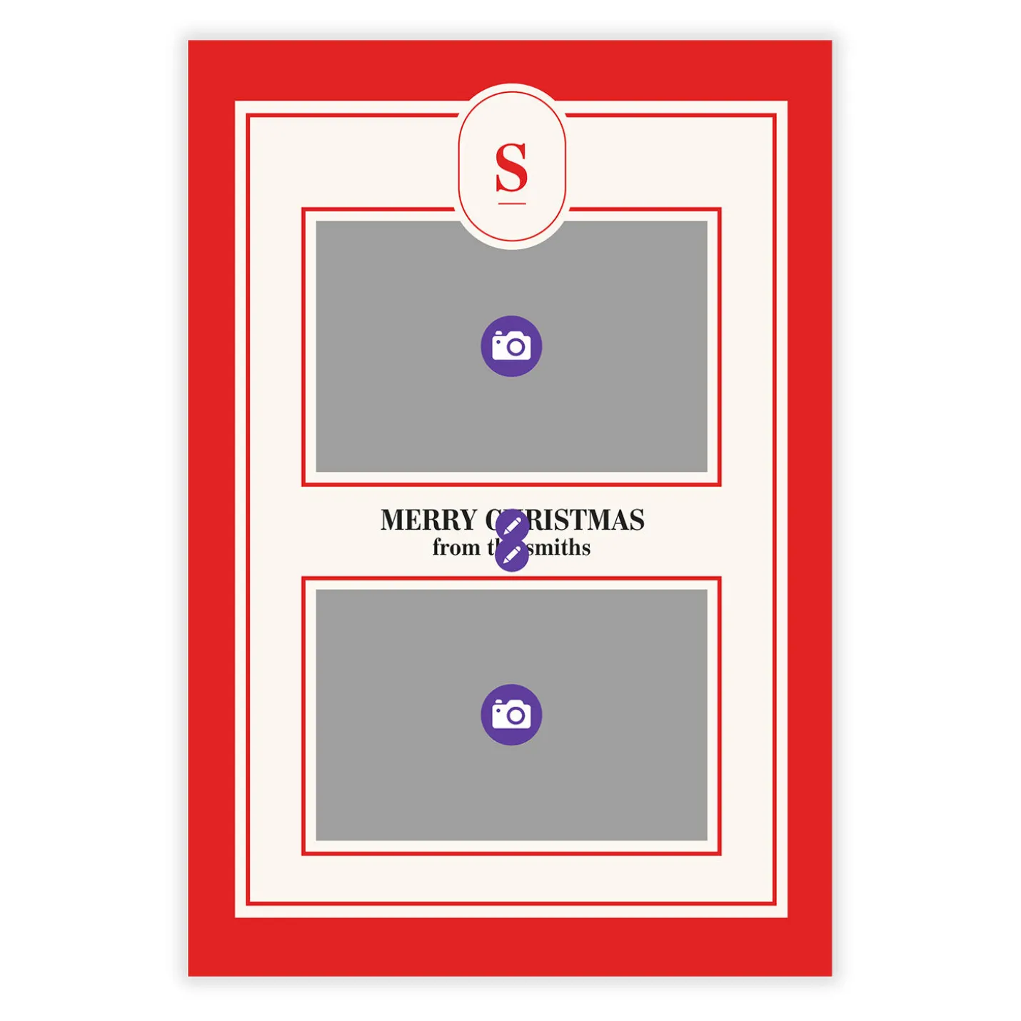Merry Monogram Flat Christmas Photo Card
