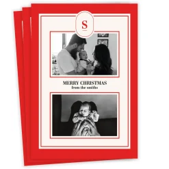 Merry Monogram Flat Christmas Photo Card