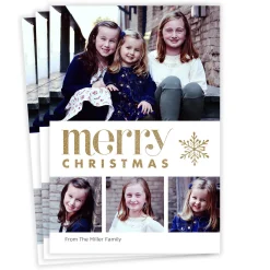Merry Snowflake Flat Christmas Photo Card