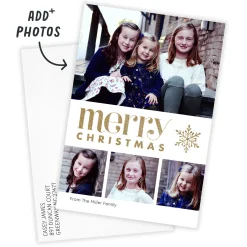 Merry Snowflake Flat Christmas Photo Card