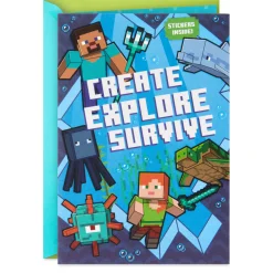 Minecraft Build a World of Adventure Birthday Card With Stickers