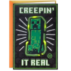 Minecraft Creepin' It Real Musical Birthday Card With Light