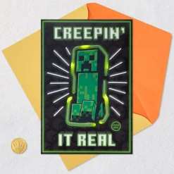 Minecraft Creepin' It Real Musical Birthday Card With Light