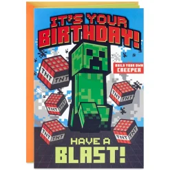 Minecraft Have a Blast Birthday Card for Kids With Build-Your-Own Creeper