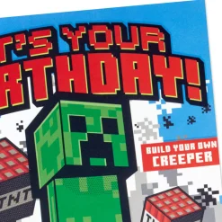 Minecraft Have a Blast Birthday Card for Kids With Build-Your-Own Creeper