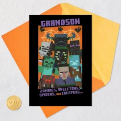 Minecraft Mobs of Fun Halloween Card for Grandson