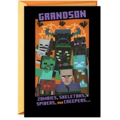 Minecraft Mobs of Fun Halloween Card for Grandson