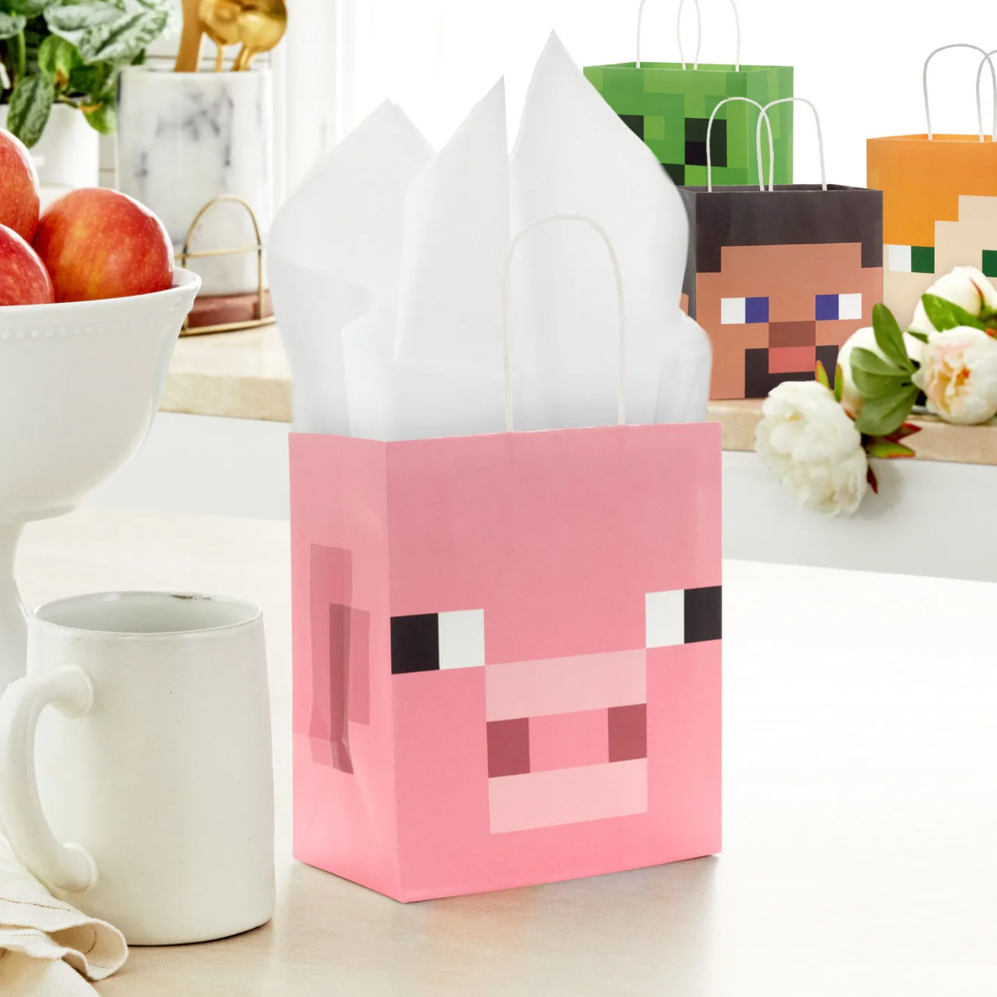 6.5" Minecraft 4-Pack Assorted Small Square Gift Bags