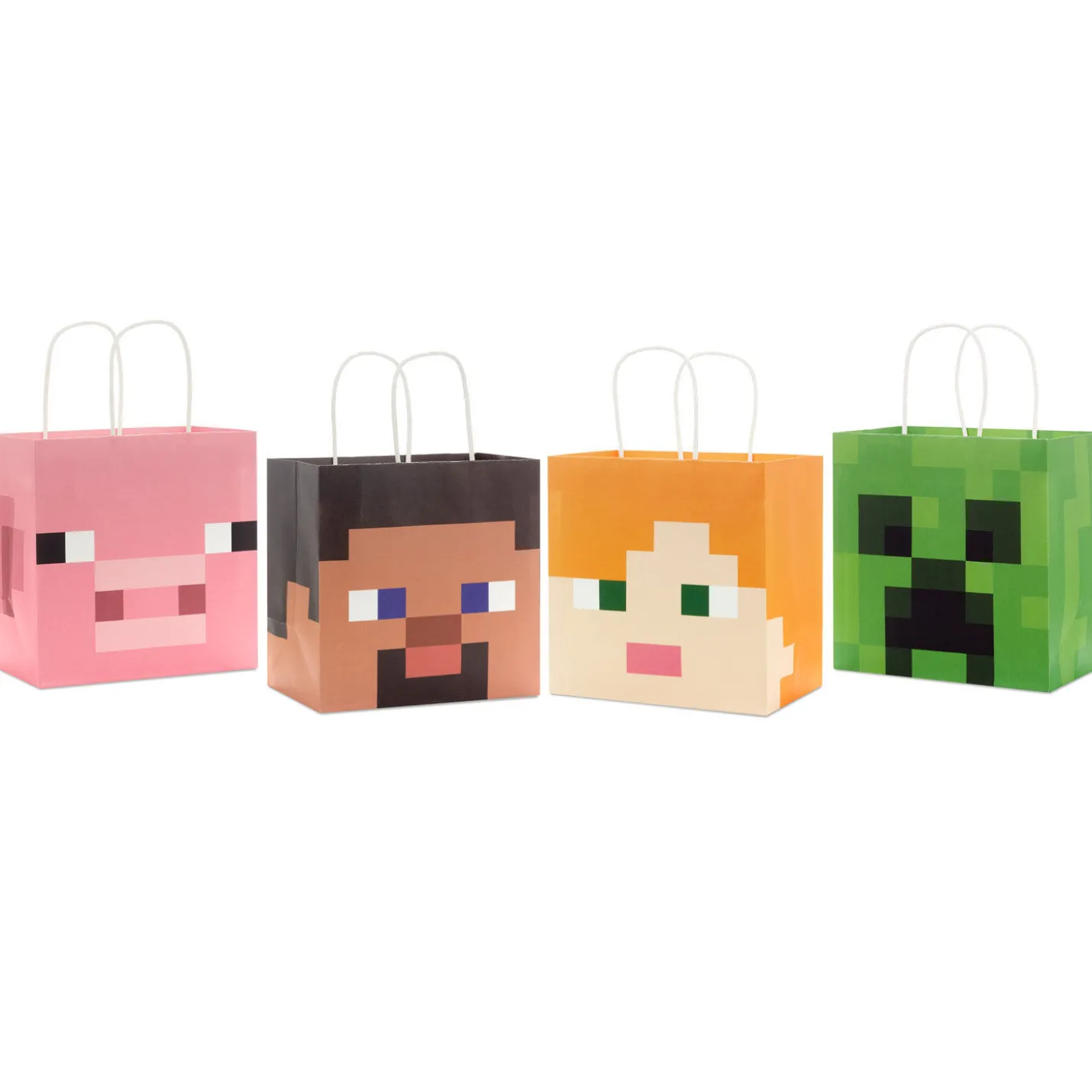 6.5" Minecraft 4-Pack Assorted Small Square Gift Bags