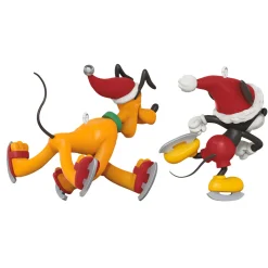 Mini Disney Mickey and Friends Gliding and Sliding Ornaments, Set of 2