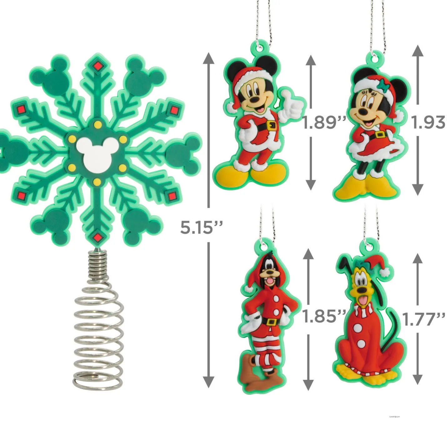 Mini Disney Mickey Mouse and Friends Hallmark Tree Topper and Ornaments, Set of 5
