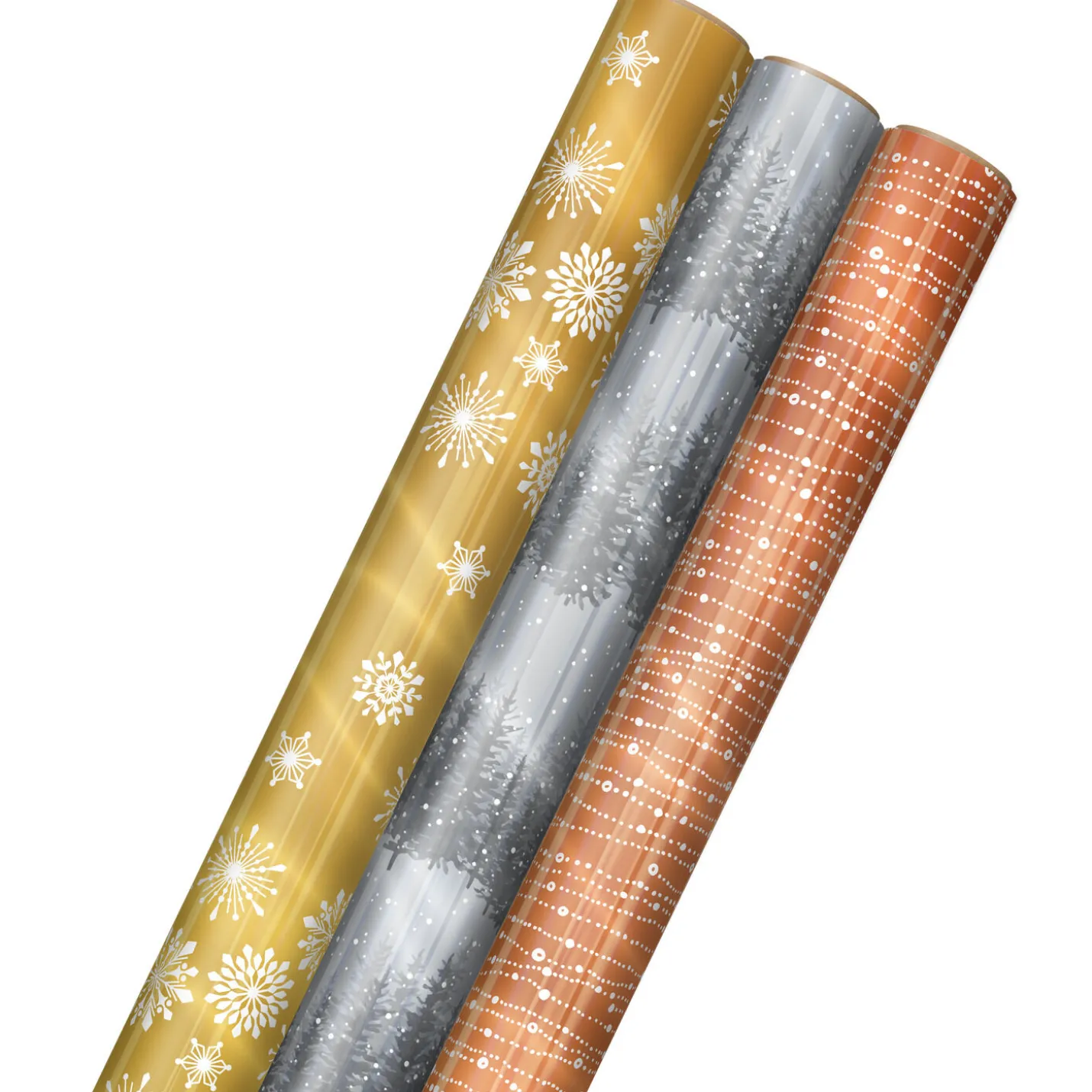 Mixed Metallics 3-Pack Holiday Wrapping Paper Assortment, 60 sq. ft.