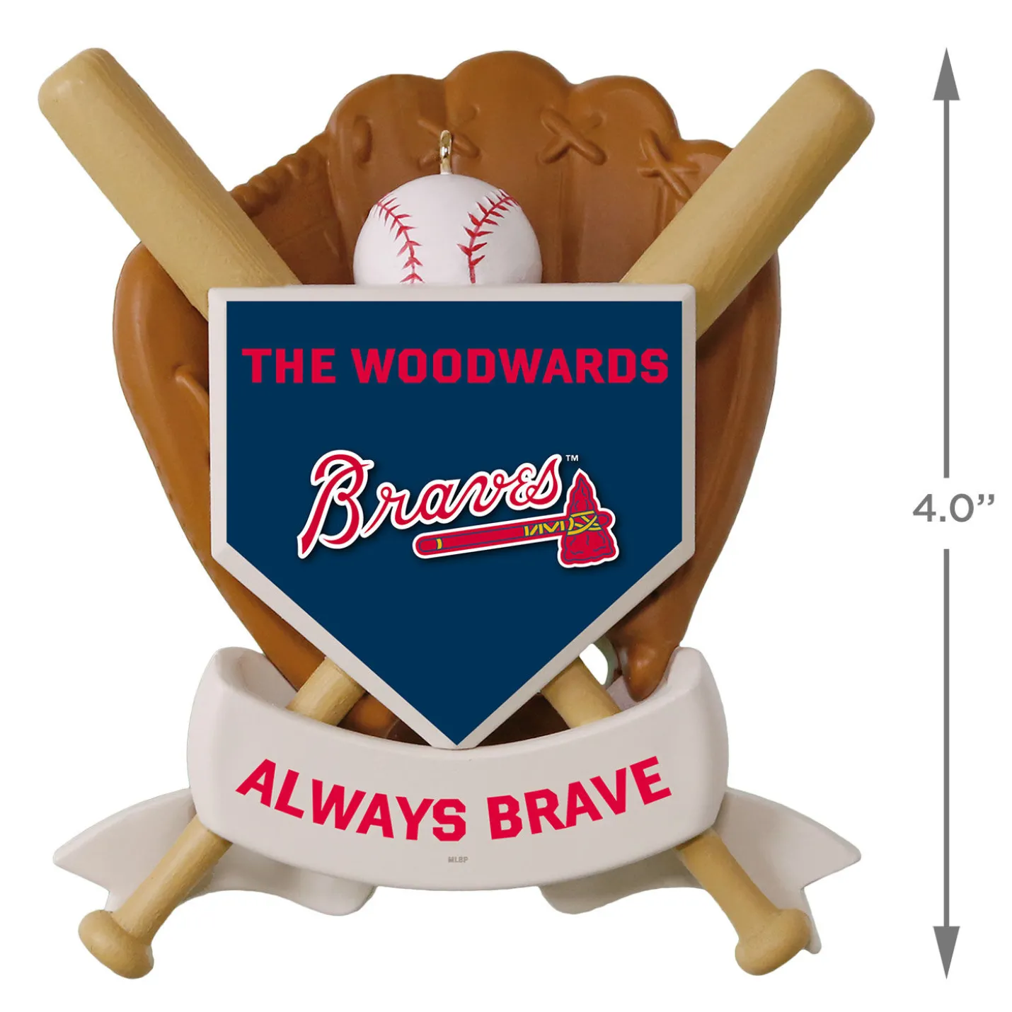 MLB Atlanta Braves™ Baseball Personalized Ornament, Custom Text