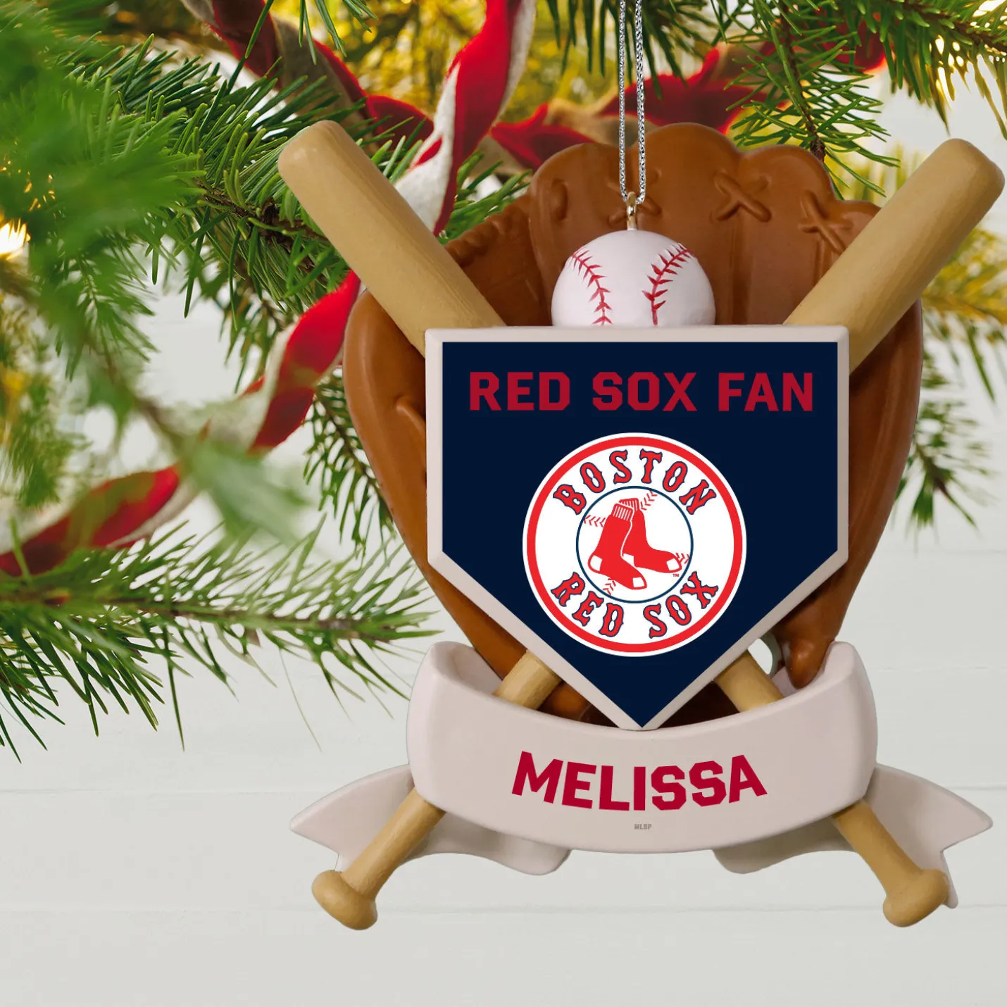 MLB Boston Red Sox™ Baseball Personalized Ornament, Custom Text