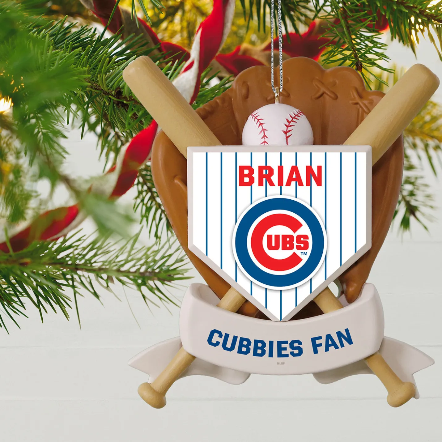 MLB Chicago Cubs™ Baseball Personalized Ornament, Custom Text