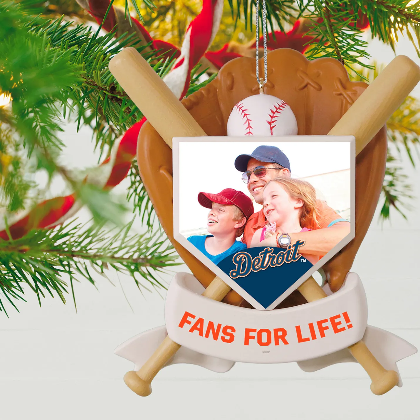MLB Detroit Tigers™ Baseball Personalized Ornament, Custom Photo and Text