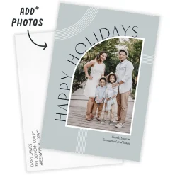Modern Arch on Blue Flat Holiday Photo Card