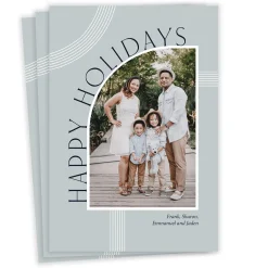 Modern Arch on Blue Flat Holiday Photo Card