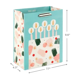 9.6" Modern Birthday Cake on Mint Green Medium Gift Bag