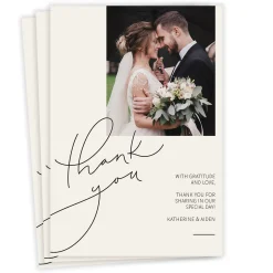 Modern Handwriting Flat Wedding Thank You Photo Card