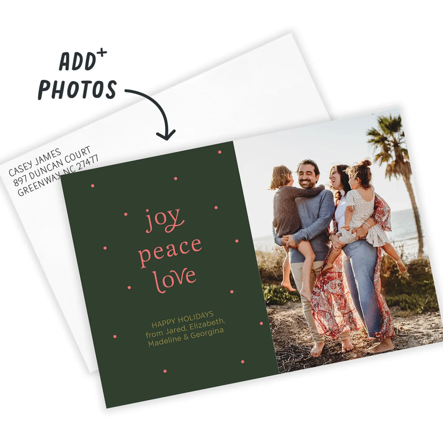 Modern Joy Peace Love Flat Holiday Photo Card