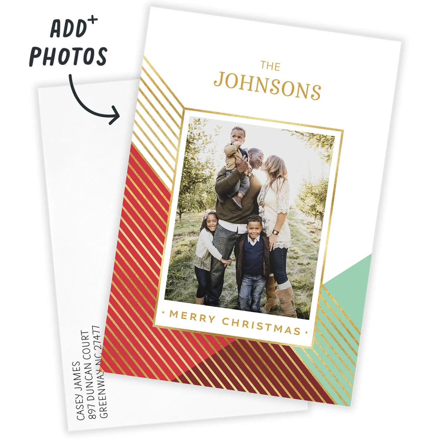 Modern Merry Flat Christmas Photo Card