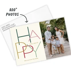 Modern Minimal Happy Flat Holiday Photo Card
