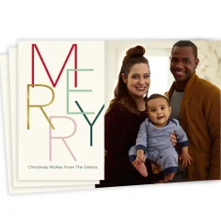 Modern Minimal Merry Flat Christmas Photo Card
