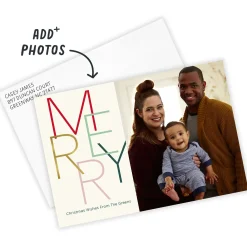 Modern Minimal Merry Flat Christmas Photo Card