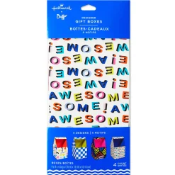 4" Modern Neon Patterns Assorted Treat Boxes With Lids, Pack of 4