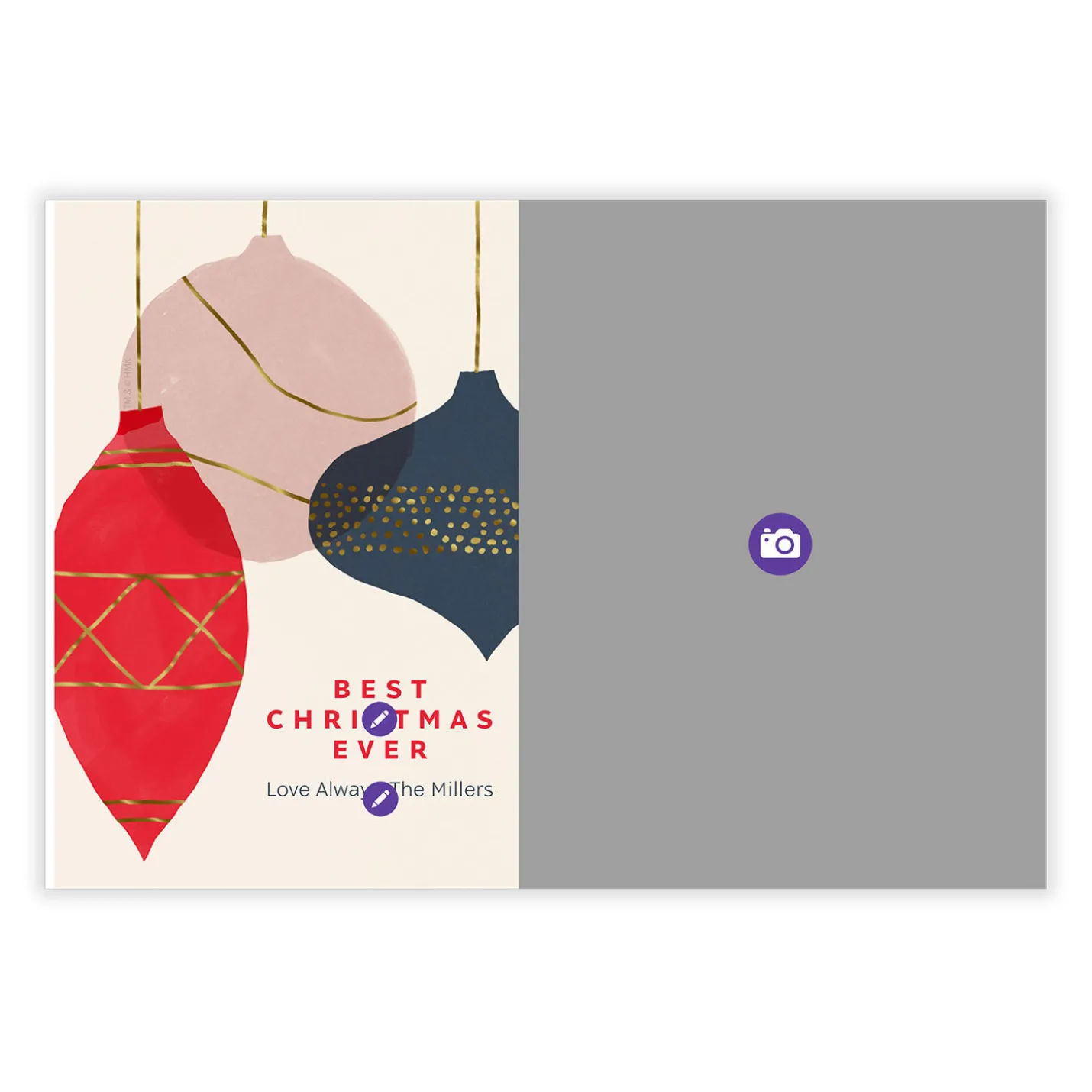Modern Ornaments Flat Christmas Photo Card