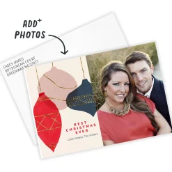 Modern Ornaments Flat Christmas Photo Card