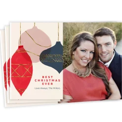 Modern Ornaments Flat Christmas Photo Card