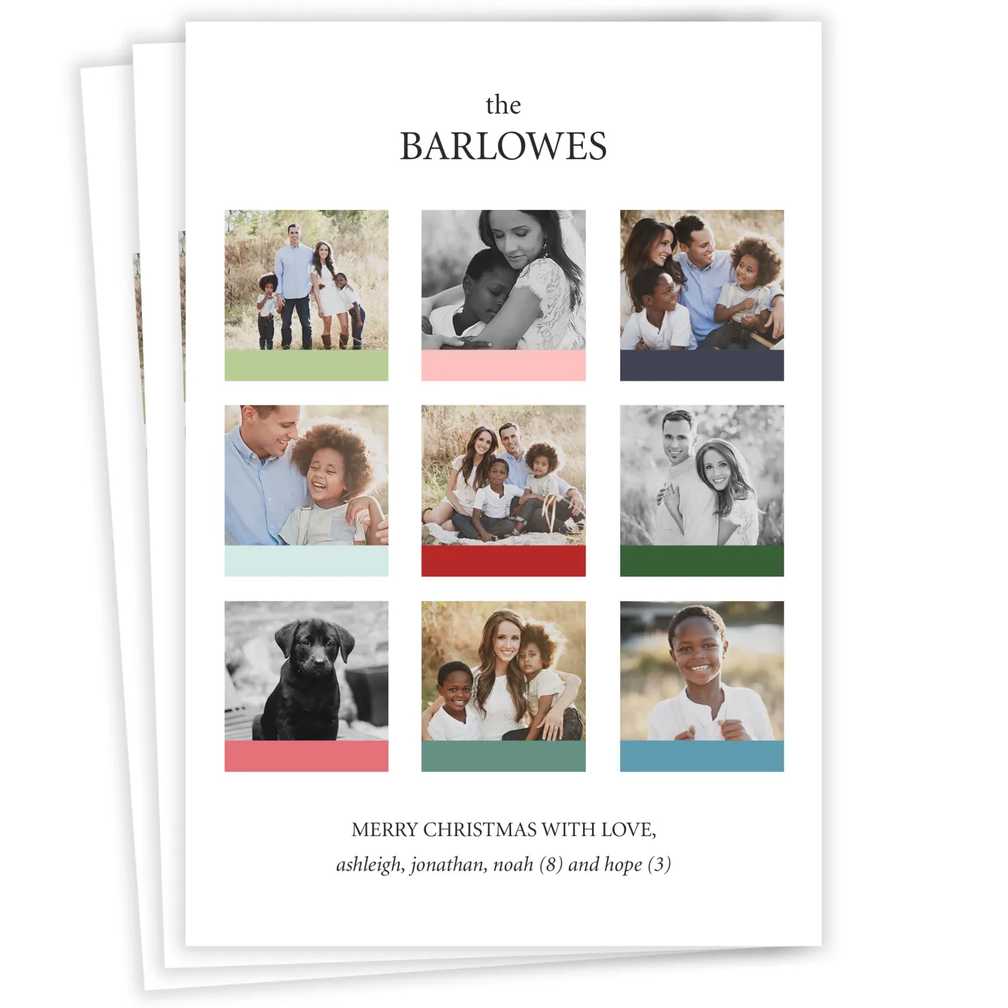 Modern Top Nine Flat Chrismas Photo Card