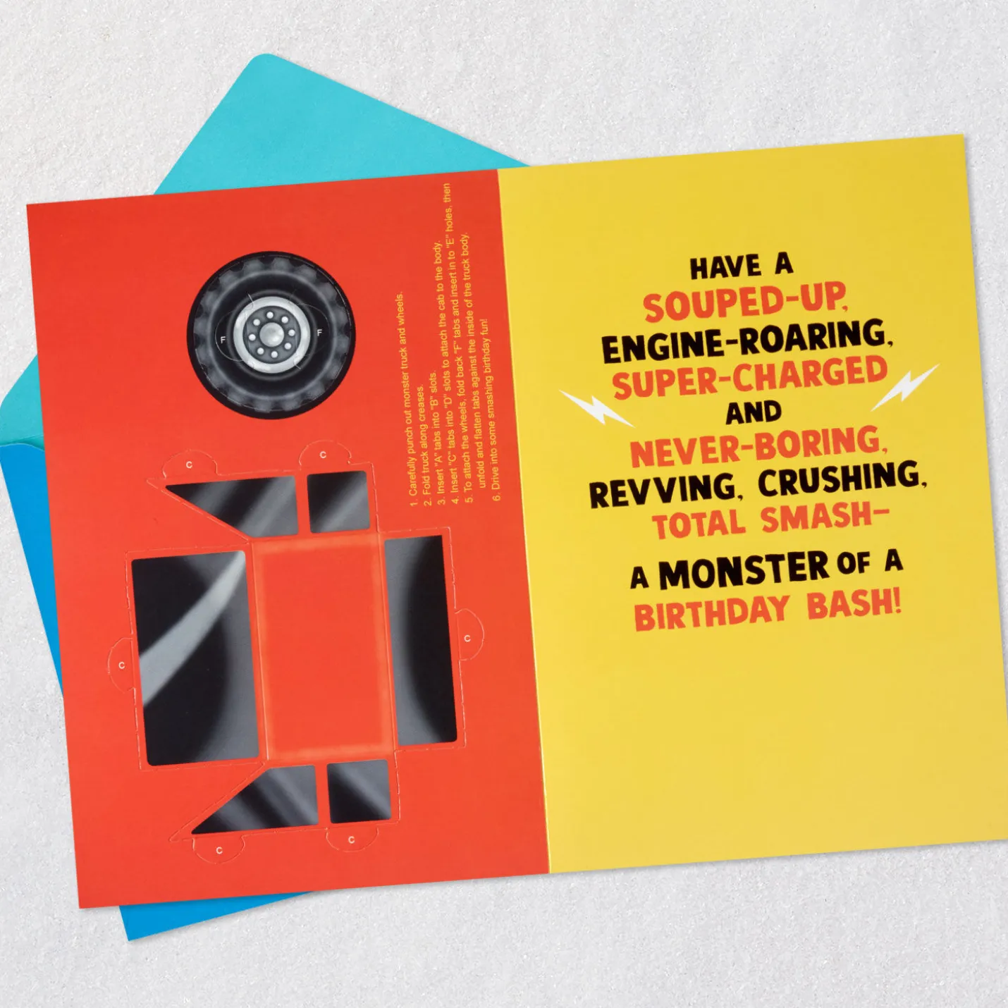 Monster Truck Birthday Card for Kids With Papercraft Activity