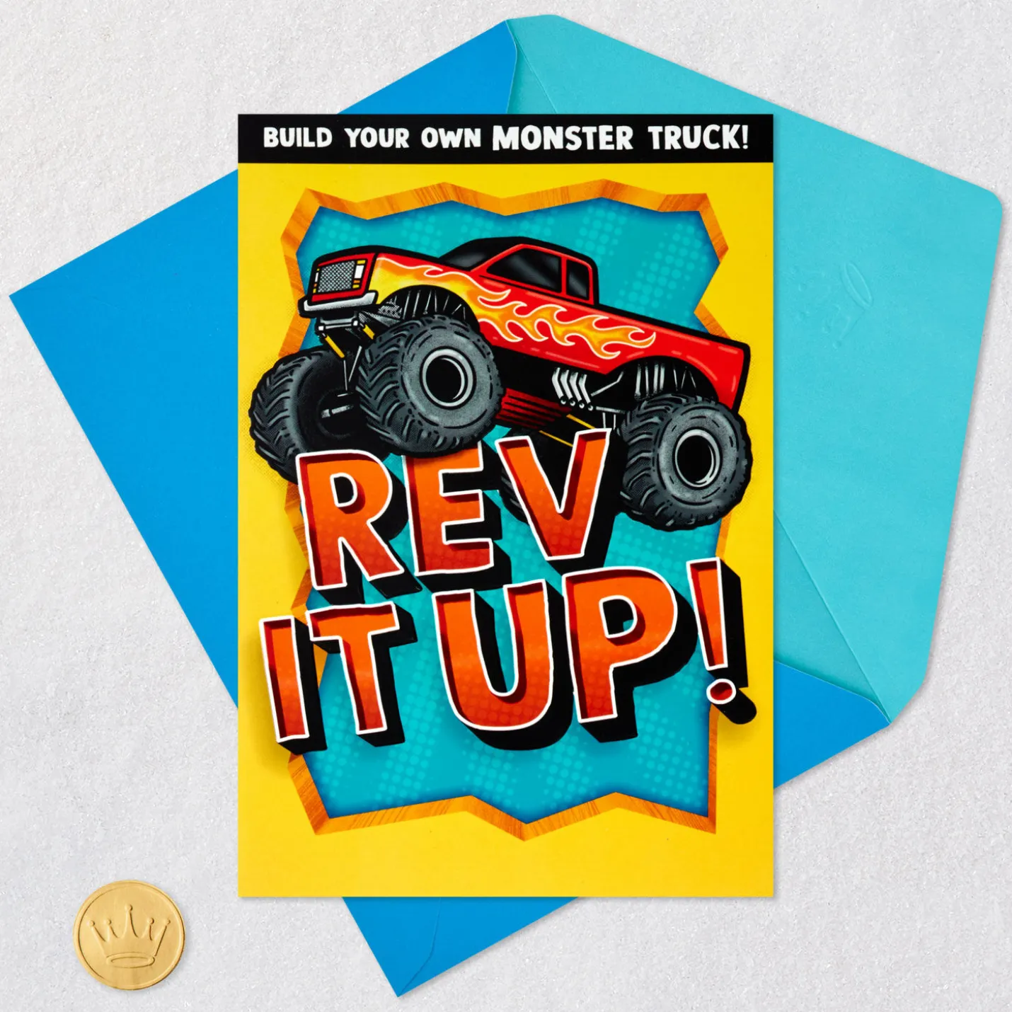 Monster Truck Birthday Card for Kids With Papercraft Activity