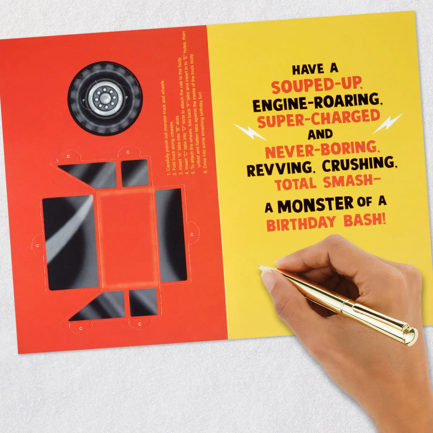 Monster Truck Birthday Card for Kids With Papercraft Activity