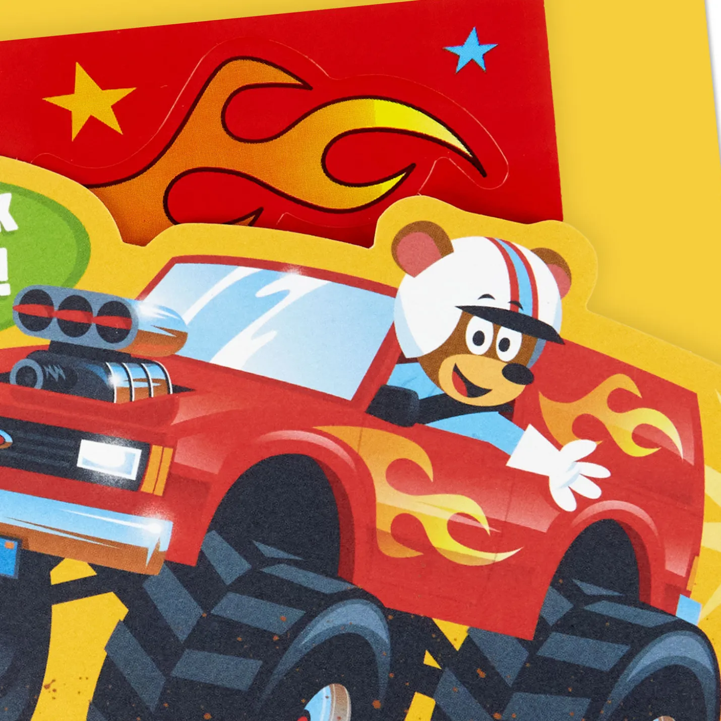 Monster Truck Fun 4th Birthday Card With Stickers