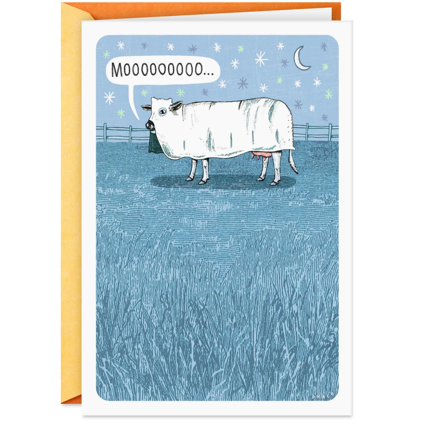 Mooing Ghost Cow Funny Halloween Card