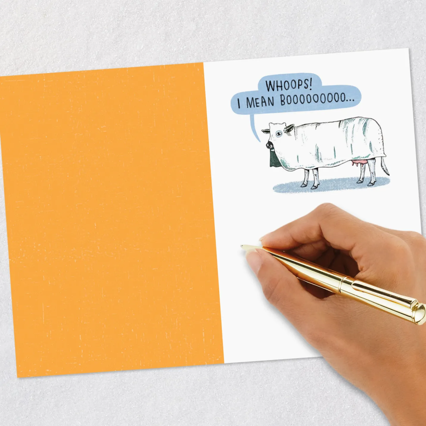 Mooing Ghost Cow Funny Halloween Card