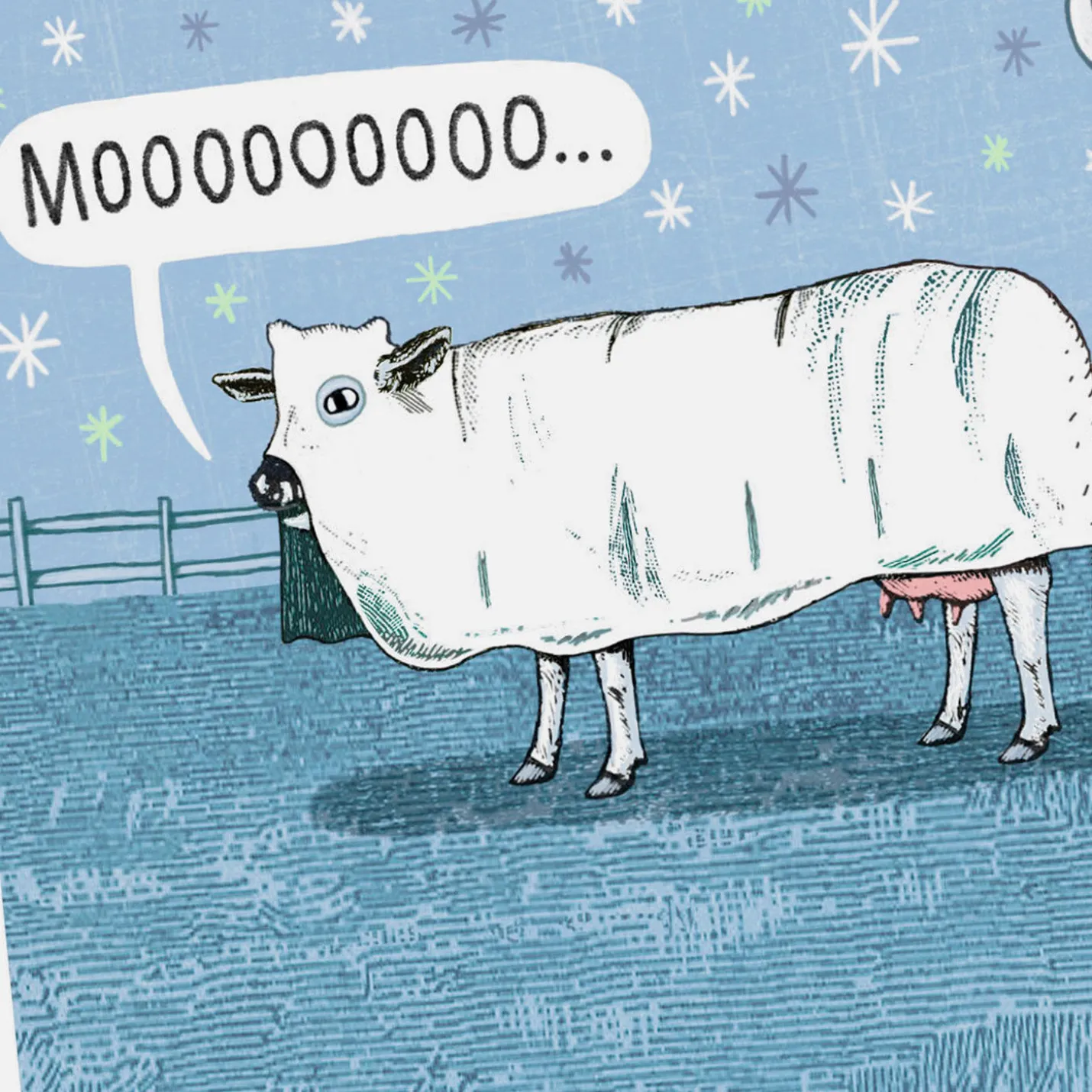 Mooing Ghost Cow Funny Halloween Card